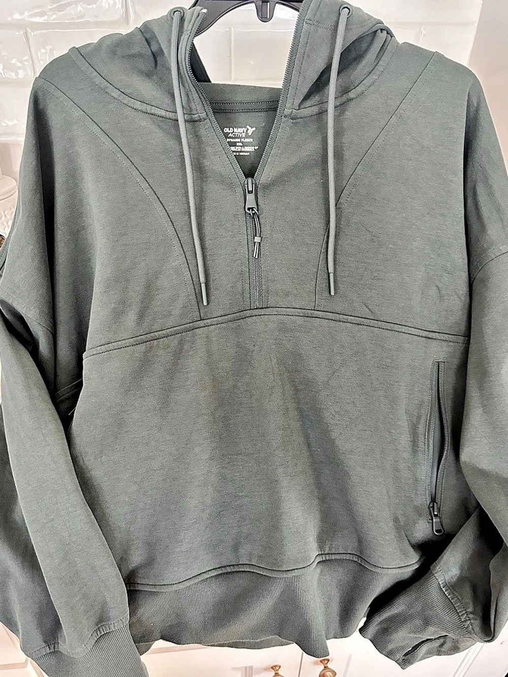 Old Navy Dynamic Fleece Half-Zip Hoodie Sweatshirt Half-Zip Hoodie Green XXL